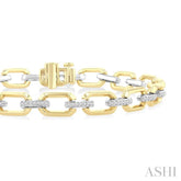 1/3 Ctw Round Cut Diamond Bold Octagonal Shape Link Bracelet in 10K Yellow and White Gold